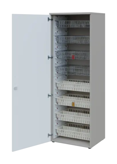 EUROMEDICA D - 66/M skříň léková boxová, 1-dveřová, levá, 1950x660x535, korpus šedý, dvířka bílá